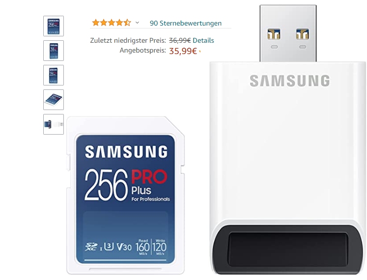 Samsung: SDXC-Card mit Kartenleser für 35,99 Euro frei Haus