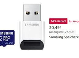 Amazon: Samsung Evo Select microSDXC mit 256 GByte für 20,49 Euro