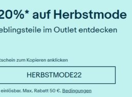 Ebay: 20 Prozent Rabatt auf Herbstmode-Outlet