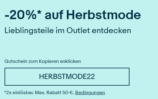 Ebay: 20 Prozent Rabatt auf Herbstmode-Outlet