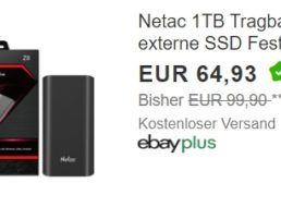 Ebay: Externe TByte-SSD für 58,44 Euro