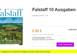 Falstaff: Jahresabo mit automatischem Ende für 5,95 Euro