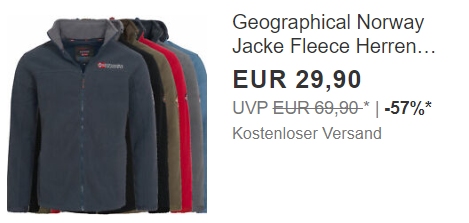 Geographical Norway: Fleecejacken für 29,90 Euro frei Haus