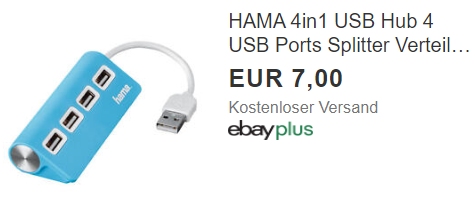 Ebay: Vierfach-USB-Hub von Hama für sieben Euro frei Haus