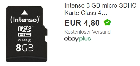 Ebay: Intenso Micro-SDHC-Karte für 4 Euro frei Haus