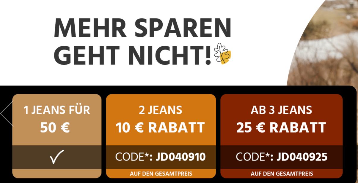 Jeans Direct: Stufensparen mit Markenmode für höchstens 50 Euro