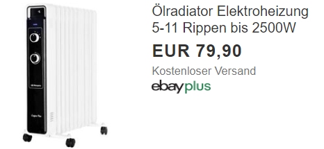 Ebay: Ölradiator mit 1000 Watt für 79,90 Euro frei Haus