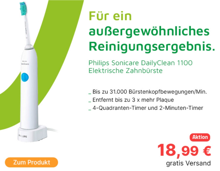 Völkner: Philips Sonicare DailyClean 1100 für 18,99 Euro frei Haus