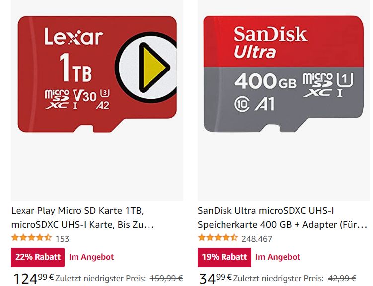 SanDisk Ultra: Speicherkarte mit 400 GByte für 34,99 Euro