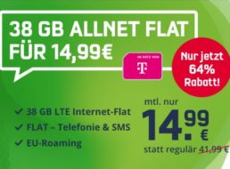 Telekom-Netz 38 GByte LTE-Daten mit Allnet-Flat für 14,99 Euro