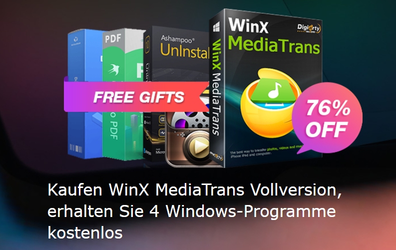 WinX MediaTrans: 4 Programme zum Kauf geschenkt