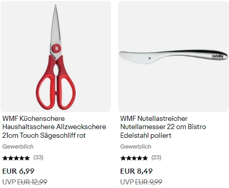 WMF: Sale bei Ebay mit Artikeln ab 6,99 Euro