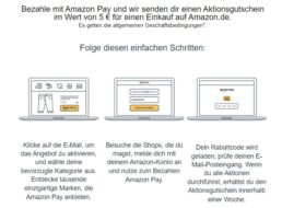 Gratis: Amazon-Gutschein über 5 Euro via „Amazon Pay“