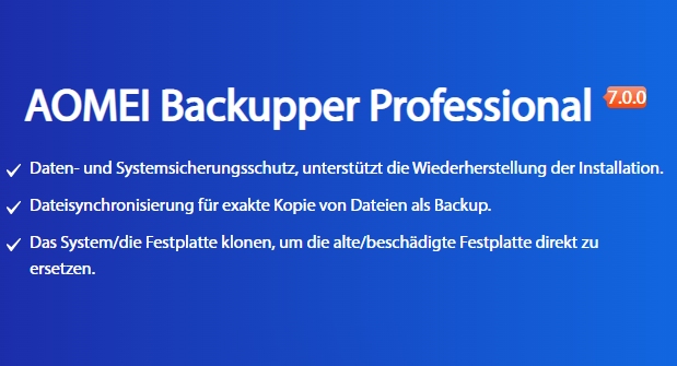 Gratis: Aomei Backuper 7 Professional zum Nulltarif