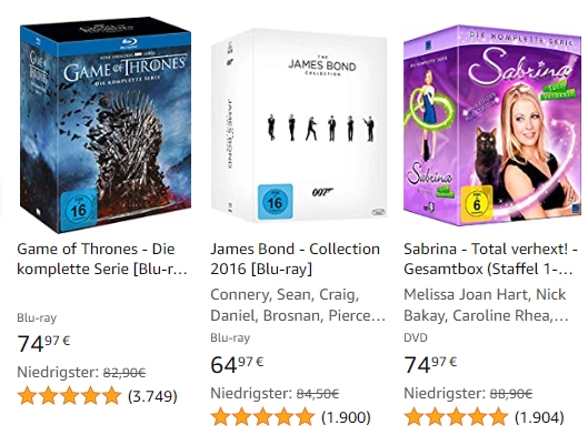 Amazon: Boxsets und "Special Editions" im Angebot