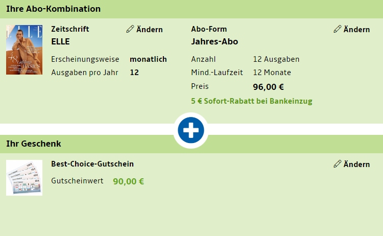 Elle: Jahresabo für 91 Euro mit Gutschein über 90 Euro