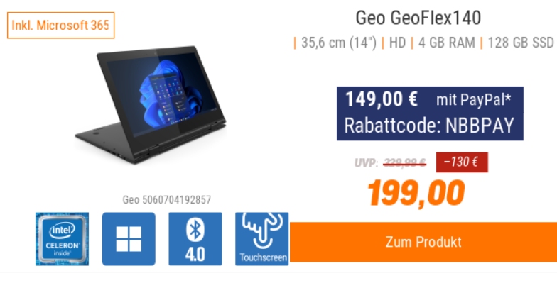 NBB: Convertible Geoflex 140 für 149 Euro via Paypal