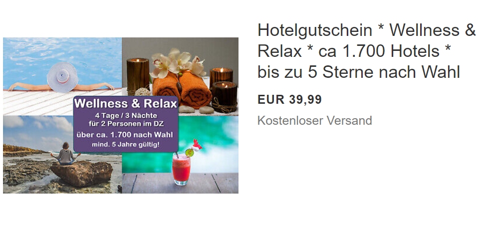 Ebay: Hotelgutschein für drei Nächte zum Preis von 33,99 Euro