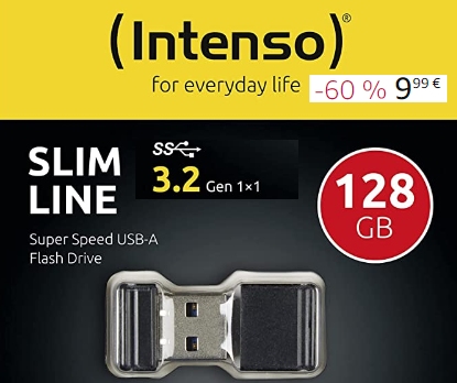 Intenso: Slim Line USB-Stick mit 128 GByte für 9,99 Euro