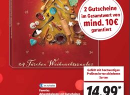 Lidl-Adventskalender 2022: Gutscheine im Wert von mindestens 10 Euro für 14,99 Euro