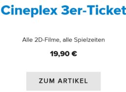 Lidl Plus: Cineplex 3er-Ticket für 19,90 Euro