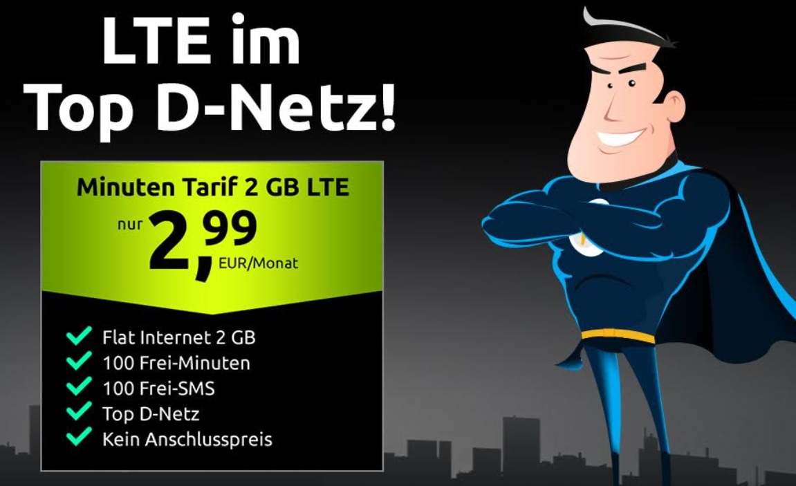 Vodafone-Netz: 2 GByte LTE für 2,99 Euro / Monat