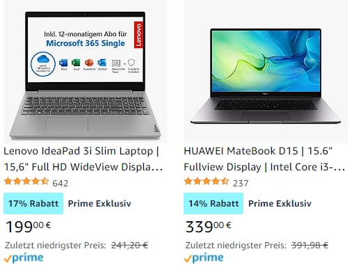 Amazon: Laptops und Desktops ab 124,99 Euro