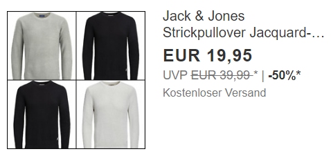 Jack & Jones: Strickpullover via Ebay für 19,95 Euro frei Haus