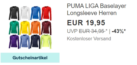 Puma: Longsleeve für 19,96 Euro frei Haus