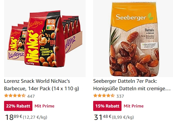 Amazon: "Chips und Snacks" von Seeberger & Co. mit Rabatt