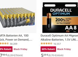 Amazon: Batterien von Varta und Duracell mit Rabatt