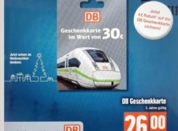 Bahn: Geschenkekarte mit 4 Euro Rabatt für 26 statt 30 Euro