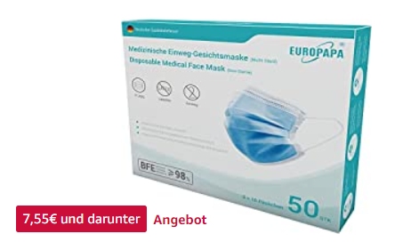 Europapa: Masken im 100er-Pack für 6,99 Euro