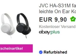 Ebay: On-Ear-Kopfhörer von JVC als B-Ware für 8,91 Euro frei Haus