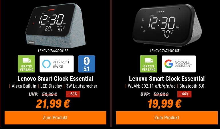 NBB: Lenovo Smart Clock mit Alexa für 19,99 Euro frei Haus