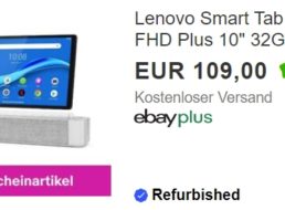 Ebay: Lenovo Smart Tab M10 als B-Ware für 98,10 Euro frei Haus