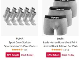 Amazon: Socken & Boxershorts von Puma & Levis mit Rabatt