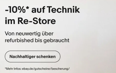 Ebay: 10 Prozent Rabatt auf bereits reduzierte Technik-B-Ware