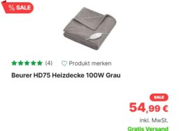 Völkner: Beurer HD75 Heizdecke für 54,99 Euro frei Haus