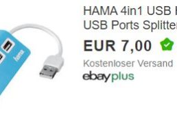 Hama: USB-Hub mit vier Ports für 7 Euro frei Haus