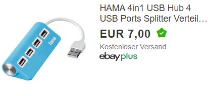 Hama: USB-Hub mit vier Ports für 7 Euro frei Haus