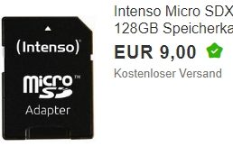 Ebay: Intenso SDXC mit 128 GByte für 9 Euro frei Haus