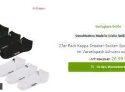 Kappa: 27er-Pack Sneaker-Socken für 26,99 Euro