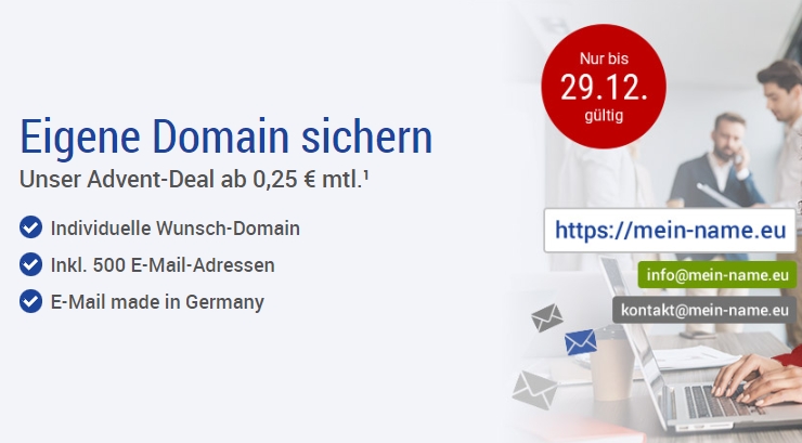 GMX: Wunschdomain für 25 Cent pro Monat