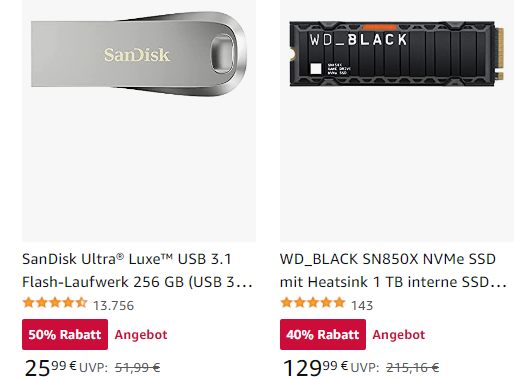 Amazon: USB-Stick SanDisk Ultra Luxe mit 256 GByte für 25,99 Euro