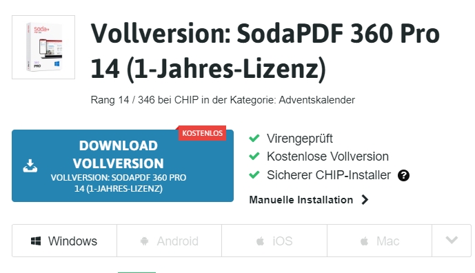 Gratis: Jahreslizenz von SodaPDF 360 Pro