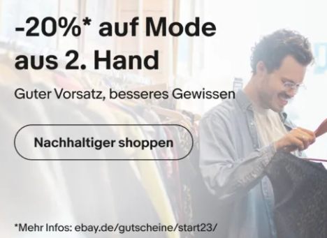 Ebay: Mode aus zweiter Hand mit 20 Prozent Extra-Rabatt