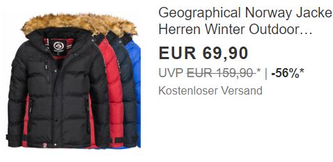 Geographical Norway: Winterjacke für 55,92 Euro dank Gutschein