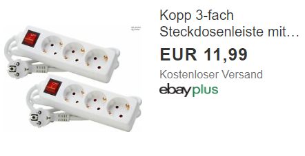 Ebay: Kopp-Steckdosenleiste im Doppelpack für 11,99 Euro