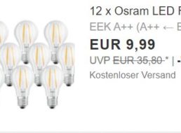 Ebay: 12er-Pack LED-Birnen von Osram für 9,99 Euro